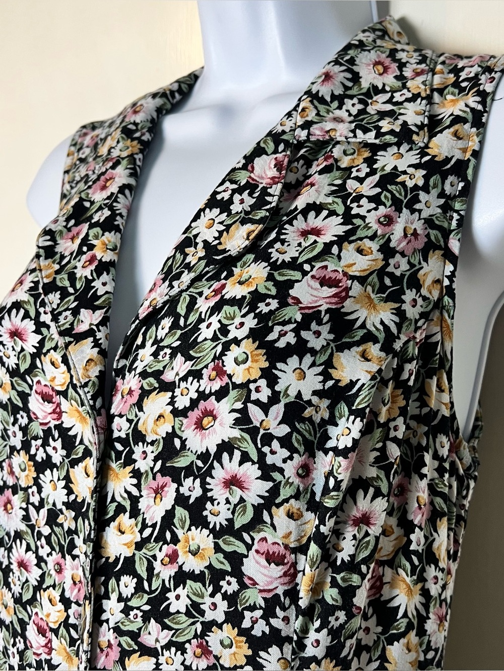 All That Jazz Vintage 90s Black Floral Button Front Maxi Dress Sz 13/14 - Picture 4 of 9